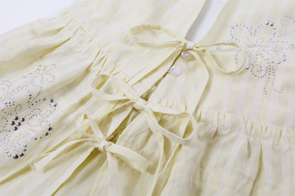 Vogue Tie Bow Eyelet Lace Mini Skirt Elegant Ivory Halter Peplum Top Two Piece Sheath Short Dress AP7197