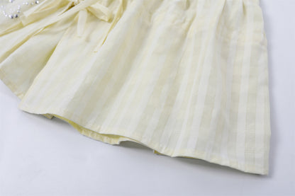 Vogue Tie Bow Eyelet Lace Mini Skirt Elegant Ivory Halter Peplum Top Two Piece Sheath Short Dress AP7197