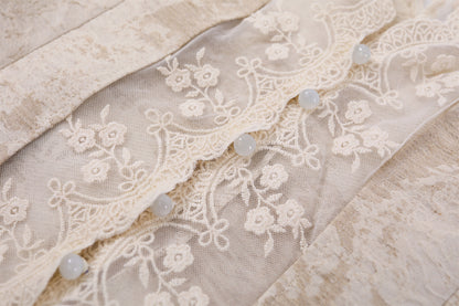 Coquette White Two-Piece Outfit Midi Dress Lace V-Neck Pear Print Pleated Midi Skirt AP7198