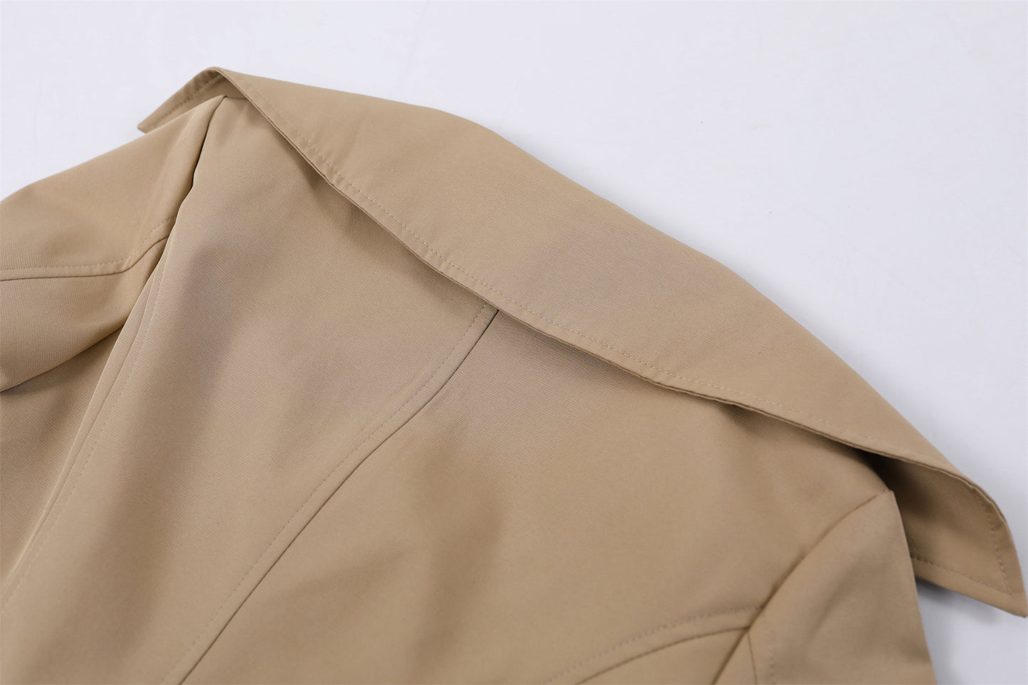 Modern Ruffled Hem V Neck A-Line Mini Skirt Vintage Khaki Belted Waist Short Dress AP7199