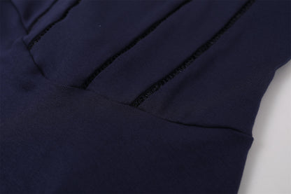 Princess Twisted Knot Bust Structured Corset Maxi Dress Chic Navy Blue Lace Halter Neck A-Line Long Dress AP7200