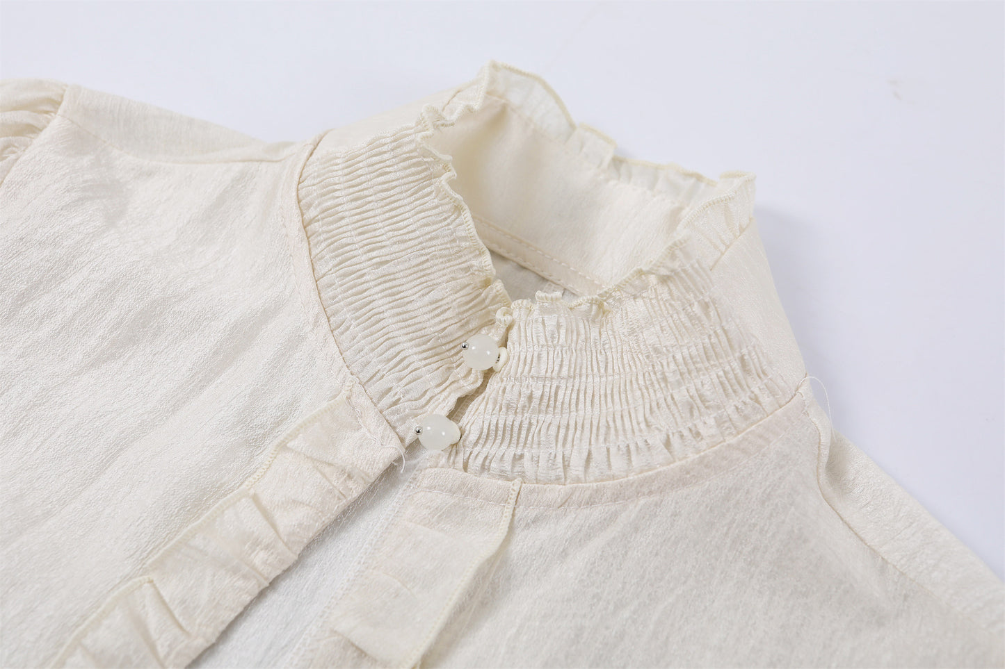 Delicate Ruffled High Neck Top A-Line Mini Skirt Soft Girl Aesthetic White Two-Piece Tiered Lace Short Dress AP7203