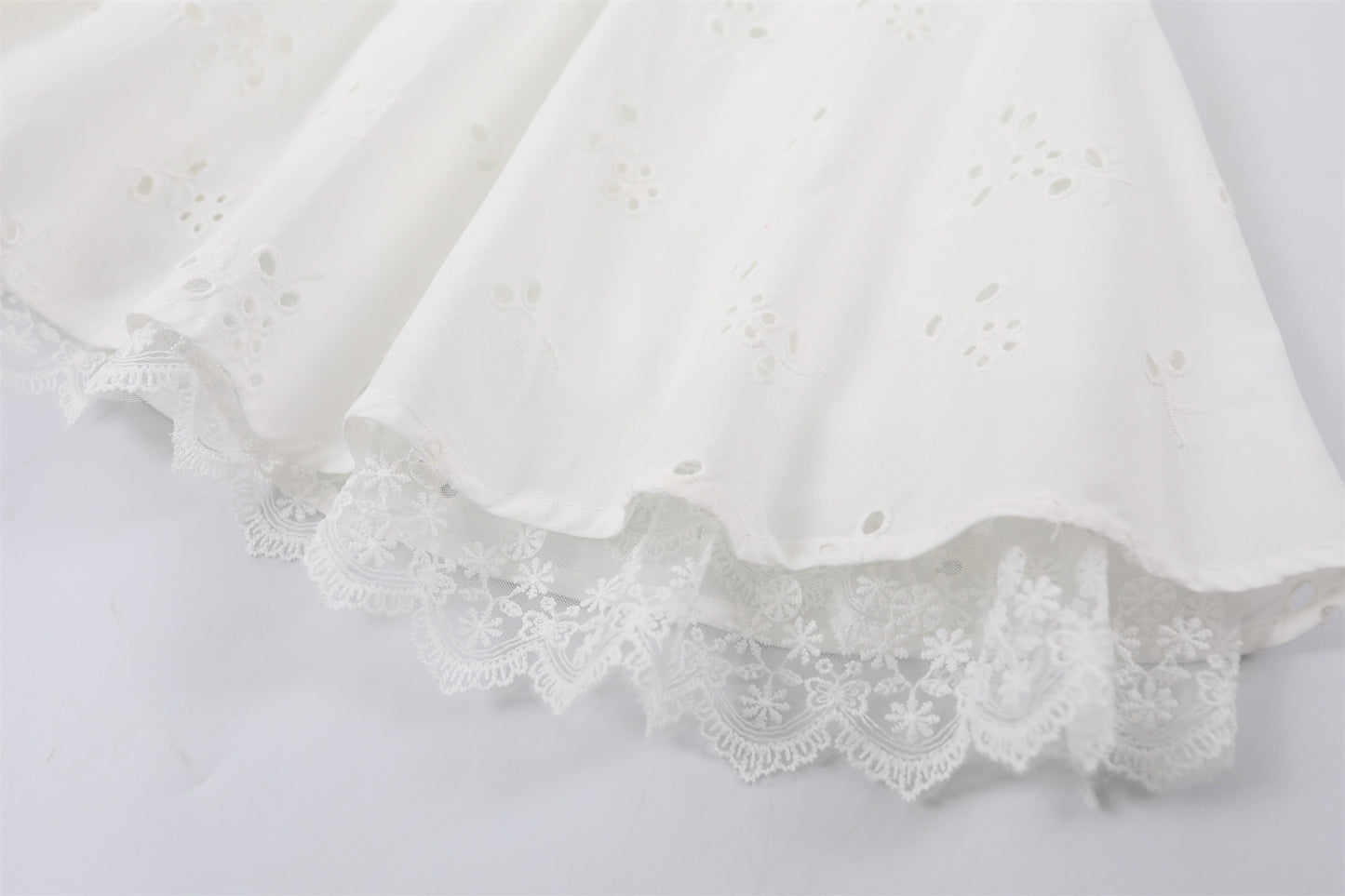 New Tendency Lace Trim Sweetheart Neckline A-Line Mini Skirt Soft Girl White Puff Sleeves Summer Brunch Short Dress AP7210