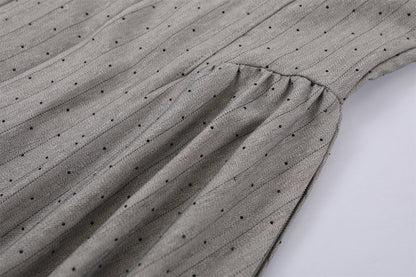 Flowy Halter Pleated Top Ruched Waist Maxi Dress Elegant Silver Dot Front Keyhole A-Line Long Dress AP7211