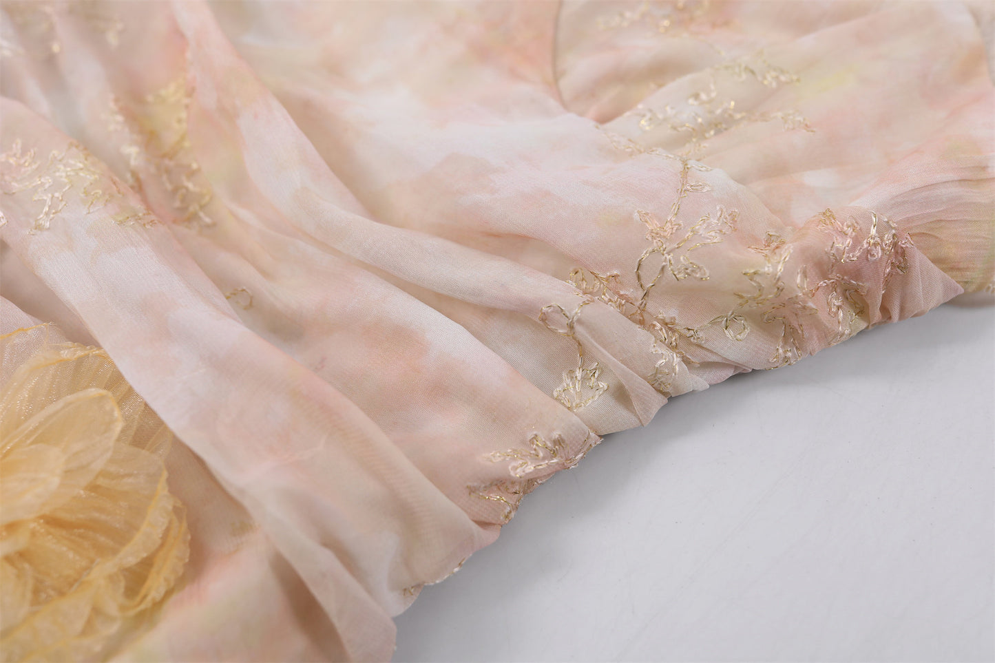 Fairy Tiered Ruffles 3D Floral A-Line Long Dress Romantic Blush Spaghetti Strap Applique Date Nights Maxi Dress AP7212