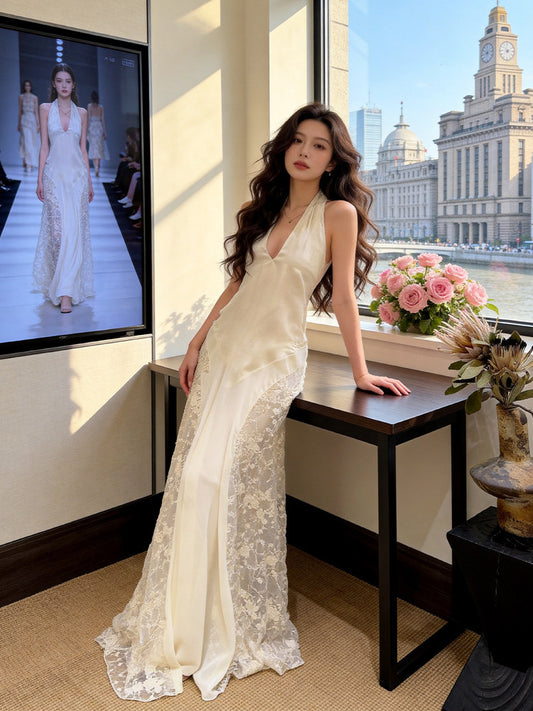 Modest Halter Neck Wedding Dress Lace A-Line Bridal Outfits AP7236