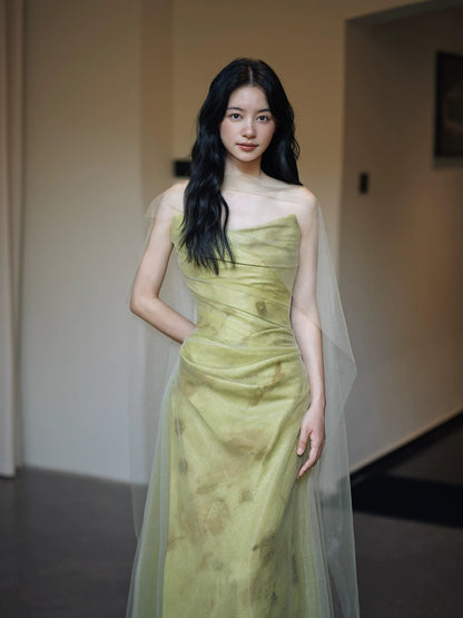 Ethereal Strapless Mermaid Prom Dress Green Evening Dress AP7088