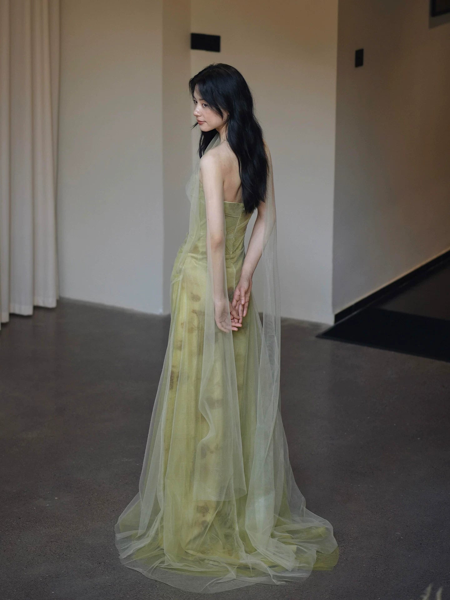 Ethereal Strapless Mermaid Prom Dress Green Evening Dress AP7088