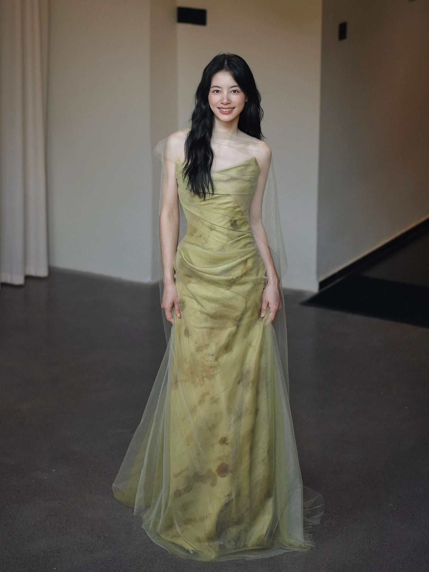 Ethereal Strapless Mermaid Prom Dress Green Evening Dress AP7088