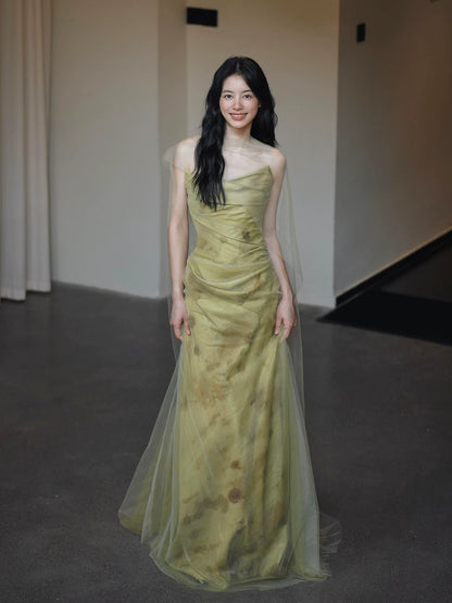 Ethereal Strapless Mermaid Prom Dress Green Evening Dress AP7088