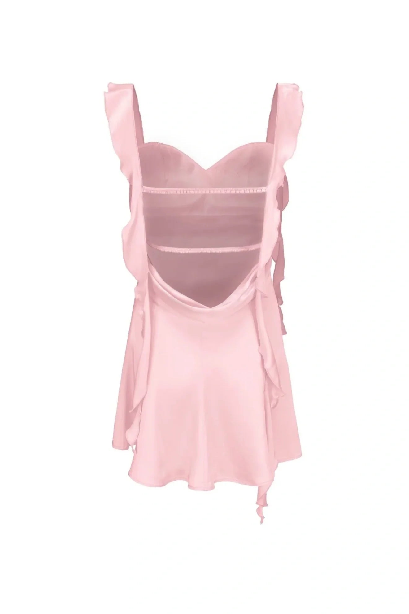 Blush Pink Ruffle Strap Mini Homecoming Dress with Side Cutouts AS003
