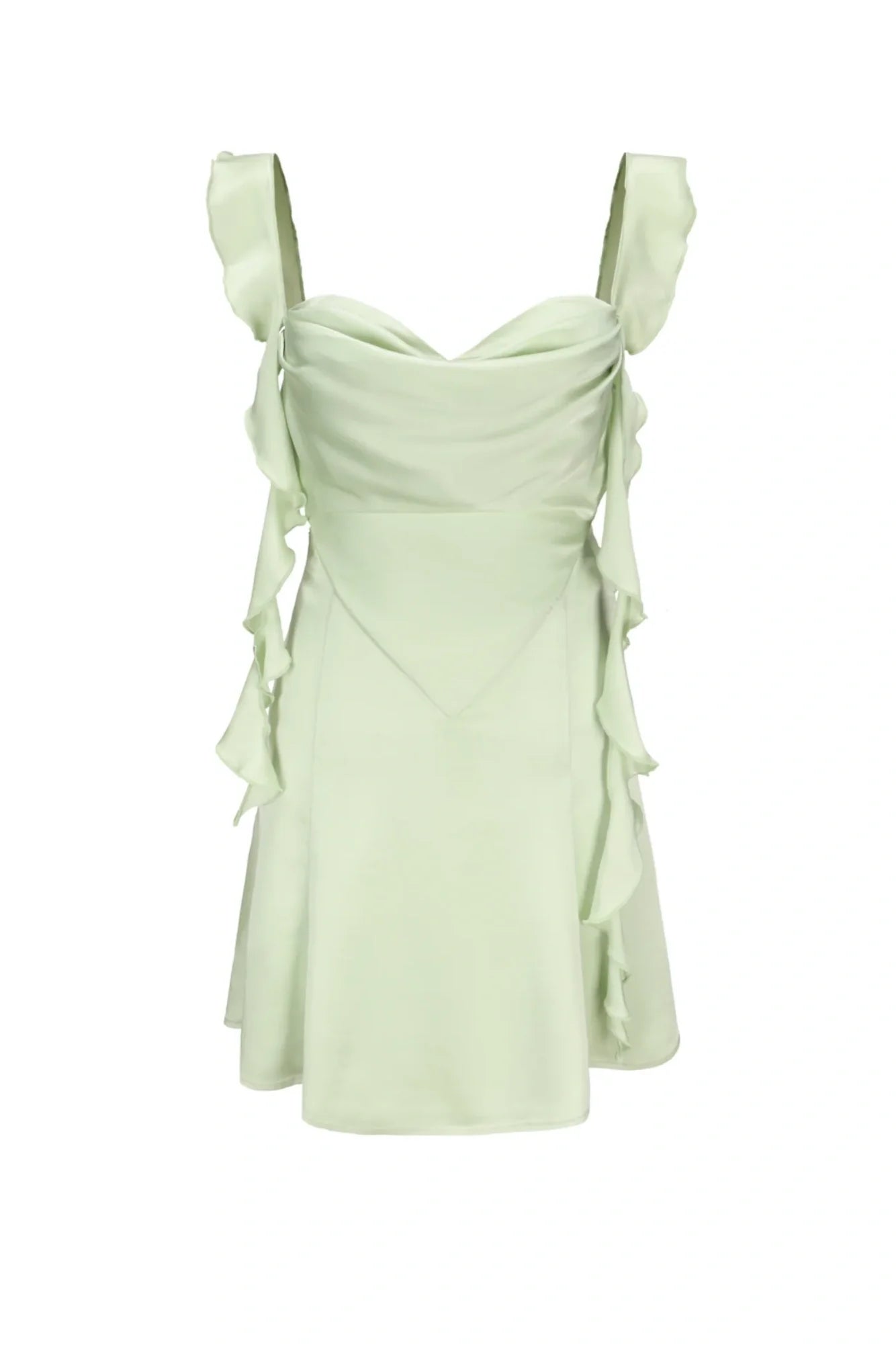 Blush Pink Ruffle Strap Mini Homecoming Dress with Side Cutouts AS003
