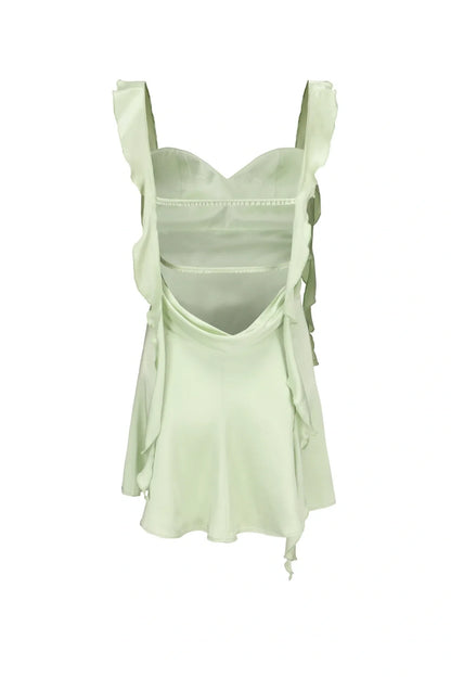 Blush Pink Ruffle Strap Mini Homecoming Dress with Side Cutouts AS003