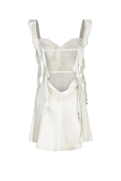 Blush Pink Ruffle Strap Mini Homecoming Dress with Side Cutouts AS003