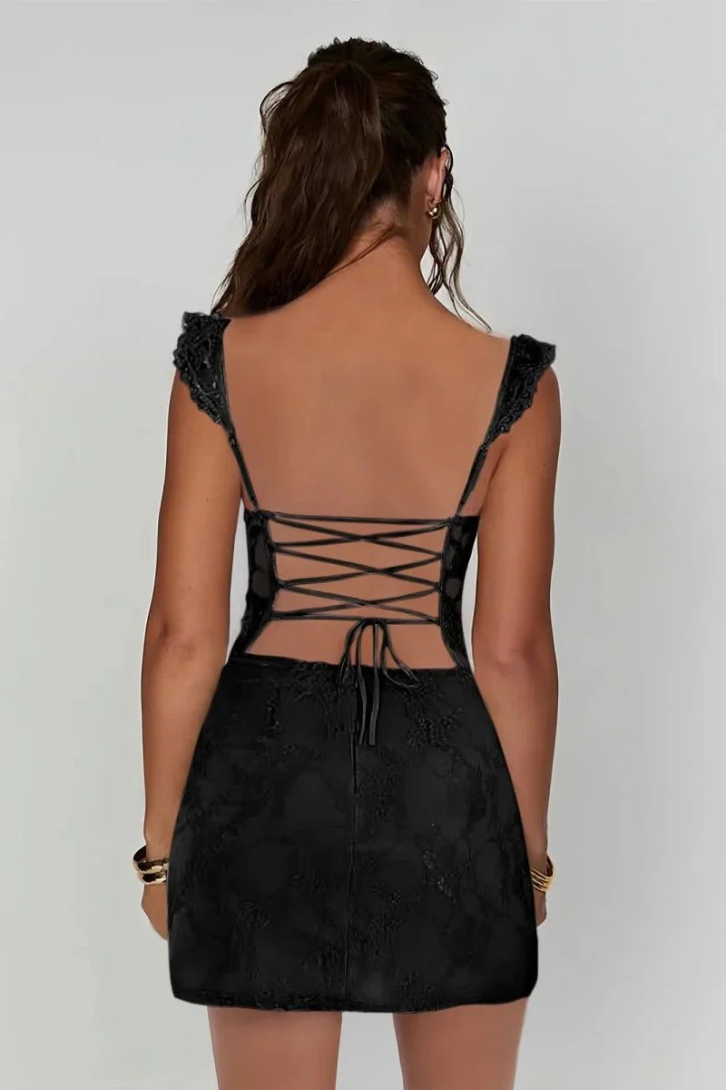 Charming Lace Bodycon Homecoming Dress with Spaghetti Straps and Side Slit AS011