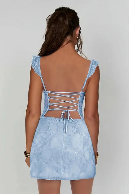 Charming Lace Bodycon Homecoming Dress with Spaghetti Straps and Side Slit AS011