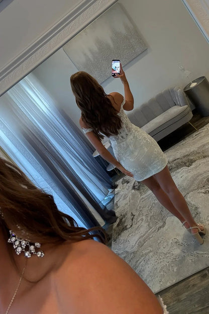 Stunning Off-the-Shoulder Short Lace Corset Homecoming Dress AS027