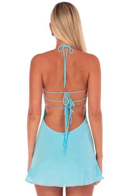 Trendy A Line Spaghetti Straps Light Blue Short Homecoming Dress with Sequins AS044
