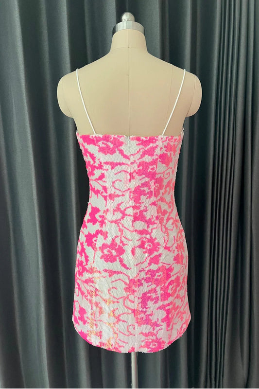 Stylish Sparkly Spaghetti Straps Sequin Short Tight Homecoming Dress AS051