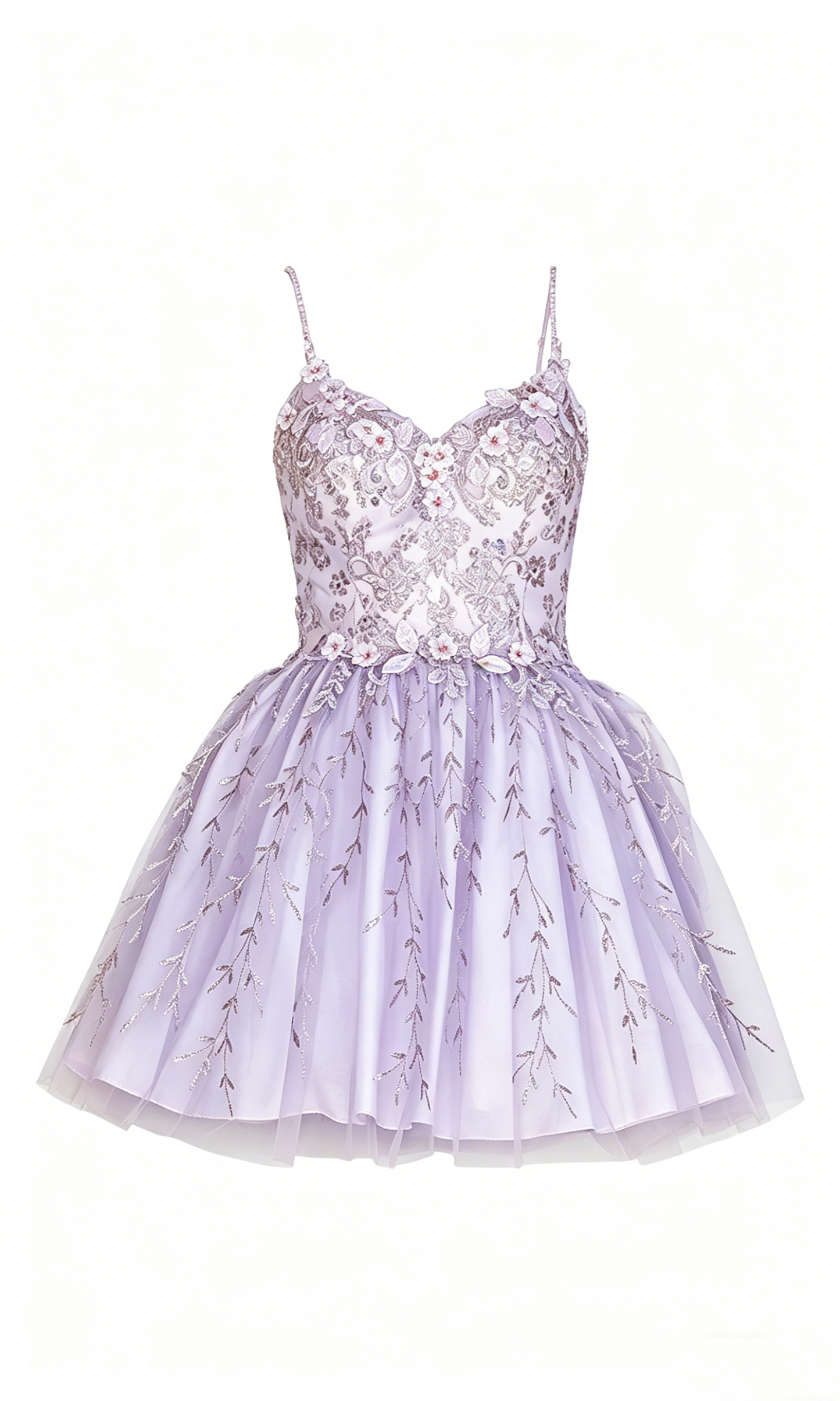 Cute Dusty Blue Lace Applique Spaghetti Straps Homecoming Dress A-Line Tulle Mini Gown AS056