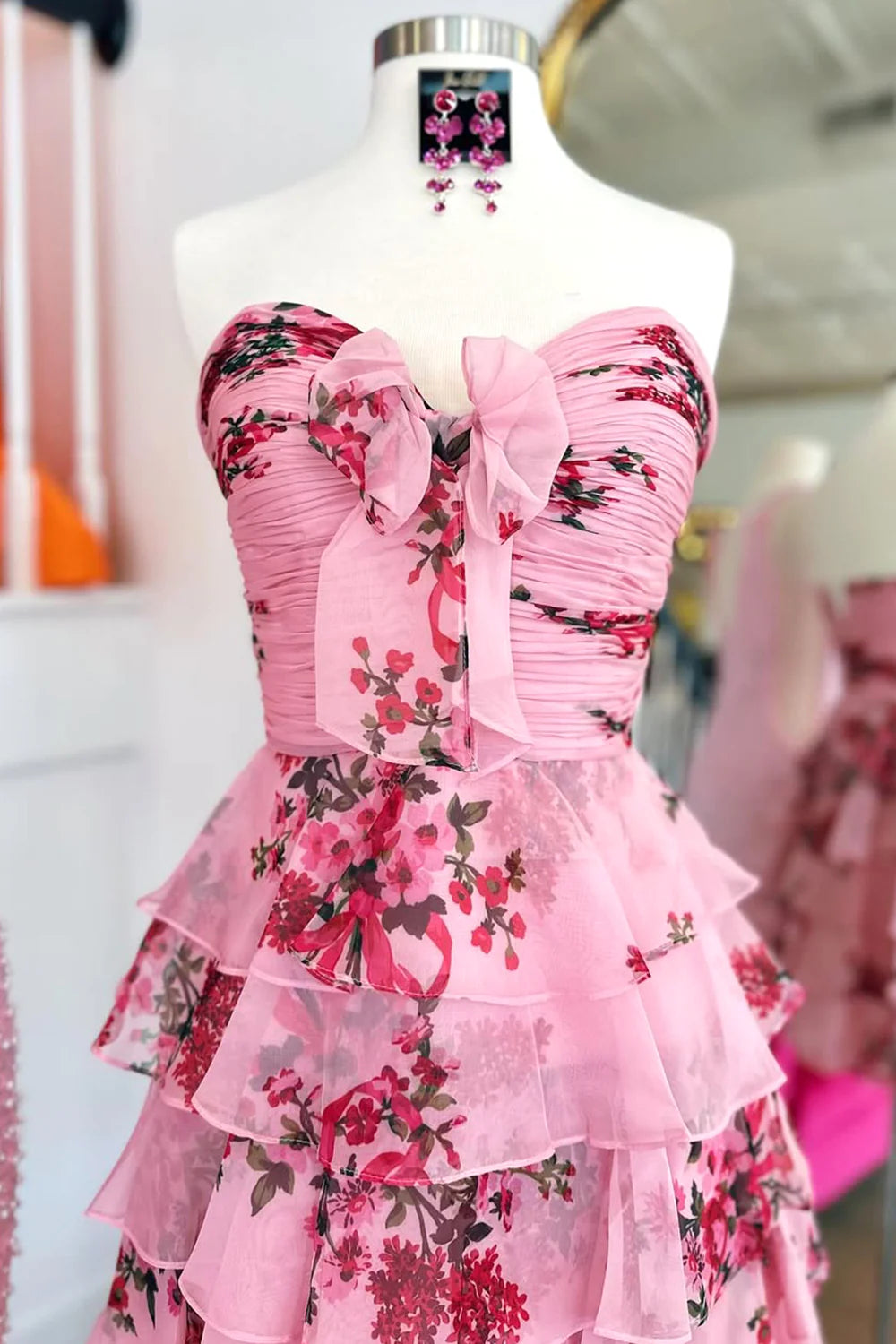 Newly A-Line Sweetheart Blue Printed Short Tiered Homecoming Dress AS059