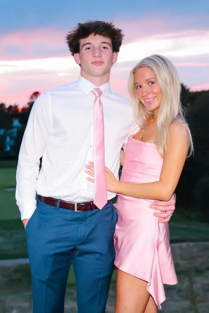 Pretty A Line Strapless Pink Satin Short Homecoming Dress AS062