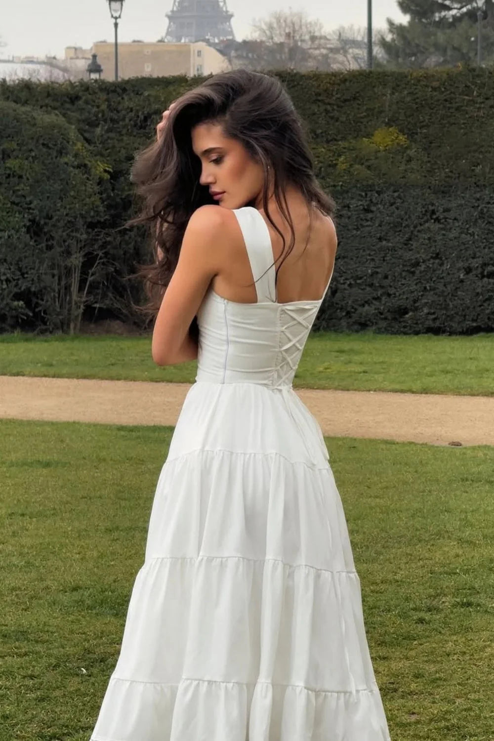 Elegant White A-Line Sweetheart Tiered Midi Homecoming Party Dress AS071
