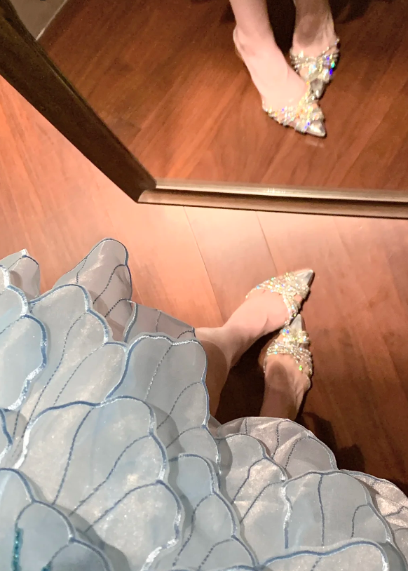 Ethereal Light Blue Halter V Neck Multi Layer 3D Petal Organza A Line Short Homecoming Dress AS1010