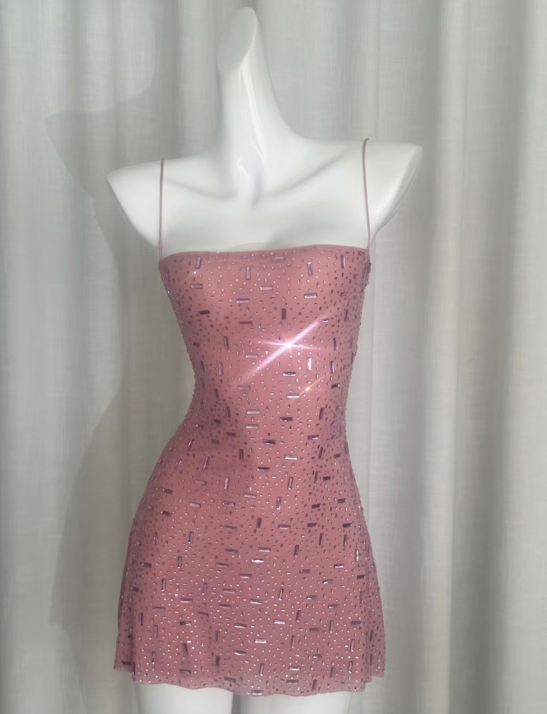 Luxuriant Yellow Spaghetti Straps Fully Encrusted Mixed Rectangle & Dot Rhinestone Bodycon Mini Homecoming Dress AS1015