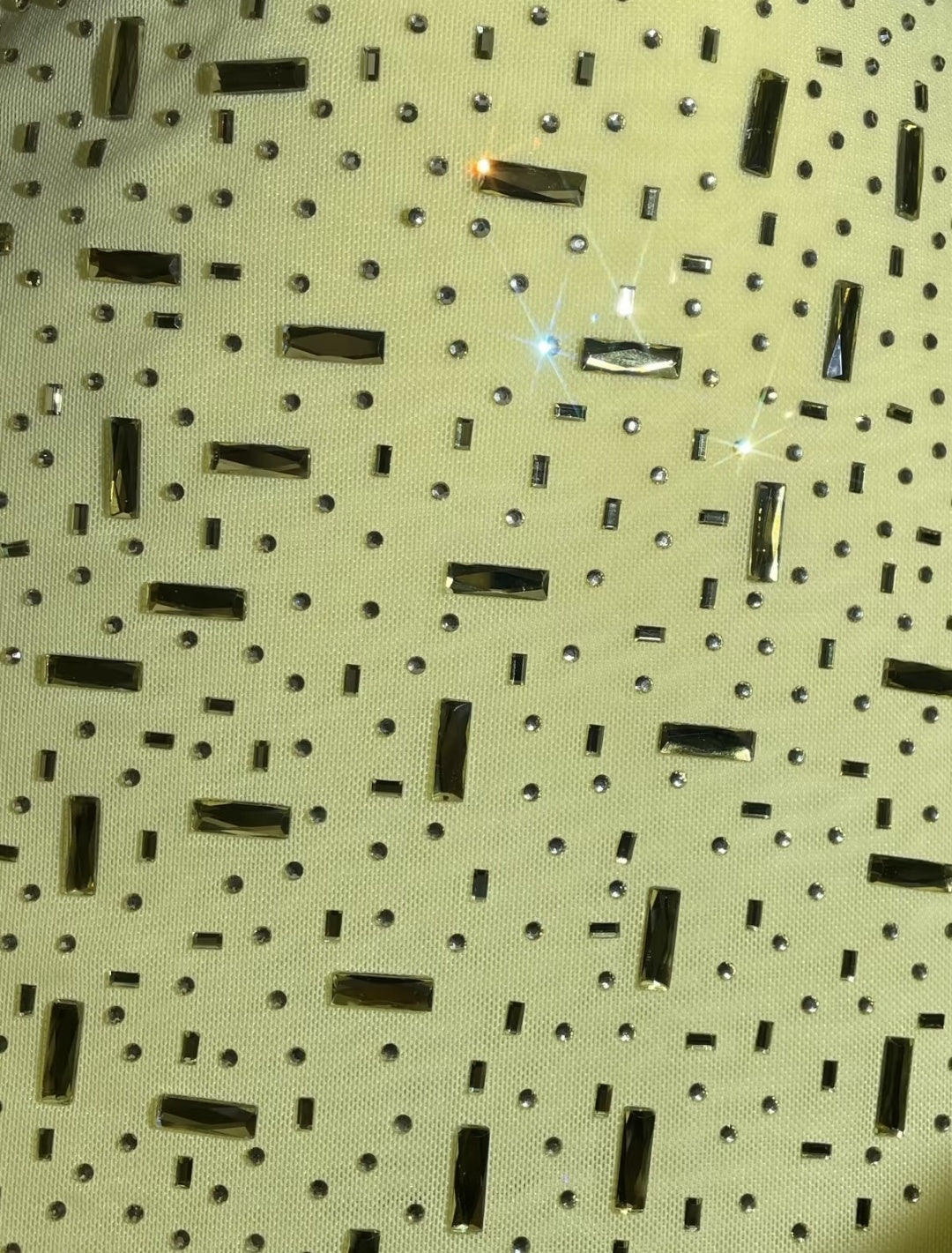 Luxuriant Yellow Spaghetti Straps Fully Encrusted Mixed Rectangle & Dot Rhinestone Bodycon Mini Homecoming Dress AS1015