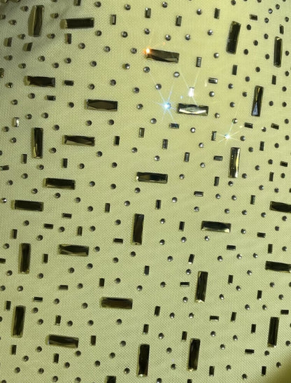 Luxuriant Yellow Spaghetti Straps Fully Encrusted Mixed Rectangle & Dot Rhinestone Bodycon Mini Homecoming Dress AS1015