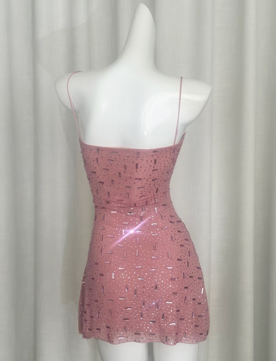 Luxuriant Yellow Spaghetti Straps Fully Encrusted Mixed Rectangle & Dot Rhinestone Bodycon Mini Homecoming Dress AS1015