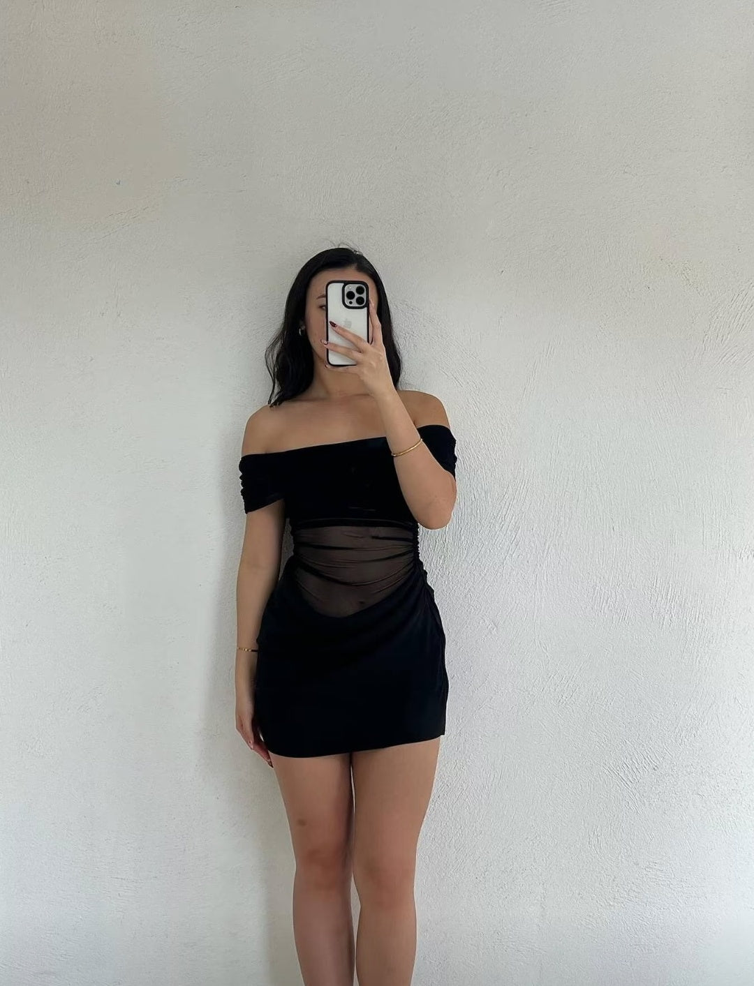 Sultry Yellow Off-The-Shoulder Sheer Mesh Ruched Mini Bodycon Homecoming Dress AS1029