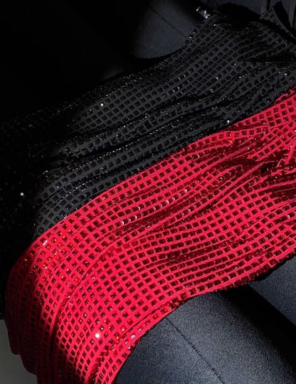 Rich Red Adjustable Thin Halter Strap All Over Rhinestone Sheer Mesh Bodycon Short Homecoming Dress AS1030