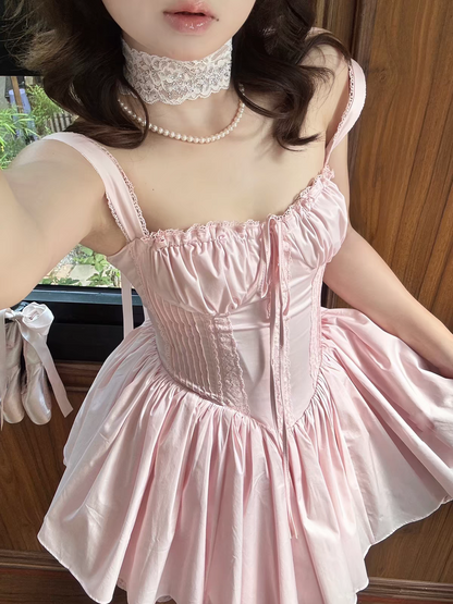 Luminous Red Lace Trim Straps Ruched Bust Corset A Line Short Homecoming Dress AS1056