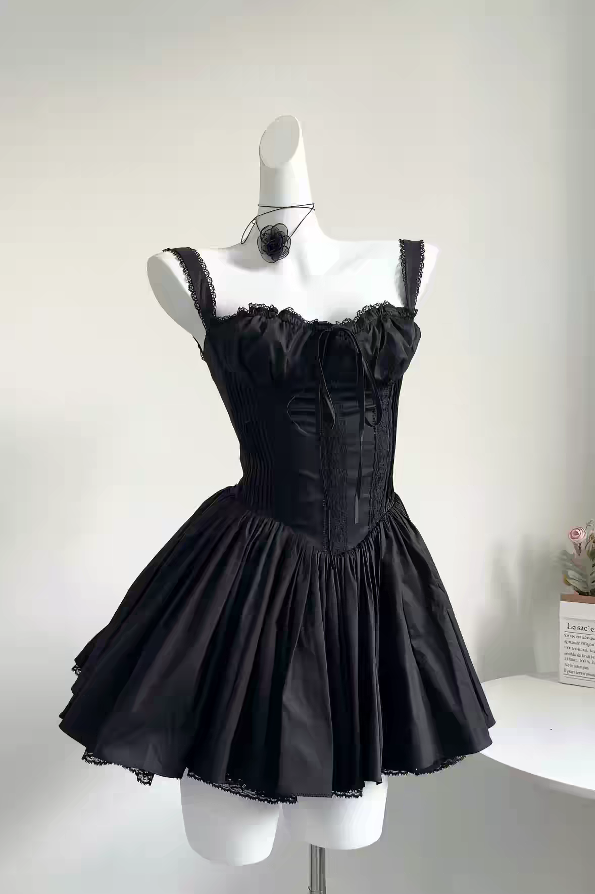 Luminous Red Lace Trim Straps Ruched Bust Corset A Line Short Homecoming Dress AS1056