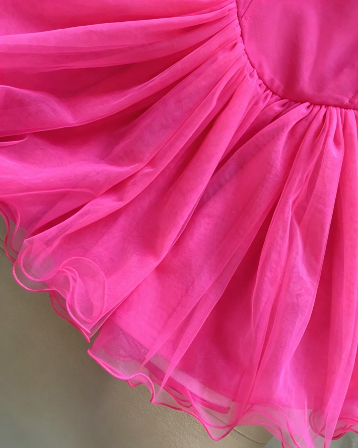 Vibrant Hot Pink Spaghetti Strap Big Front Sheer Tulle Bow A Line Short Homecoming Dress AS1101