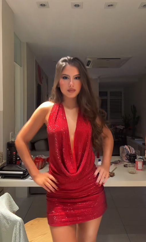 Glam Red Halter Cowl Rhinestone Mesh Open Back Ruched Bodycon Mini Homecoming Dress AS1160