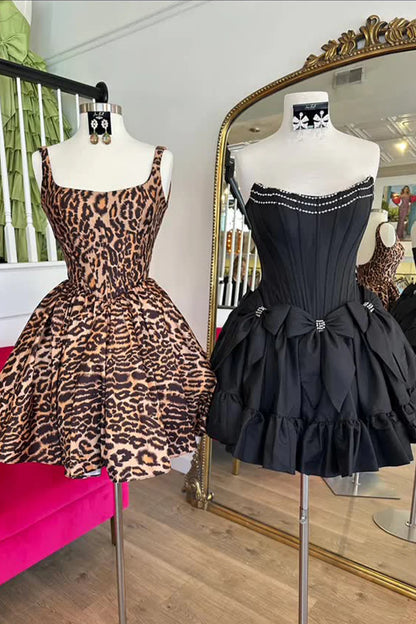 Pretty A-Line Strapless Short Satin Homecoming Dress With Bowknots AS119