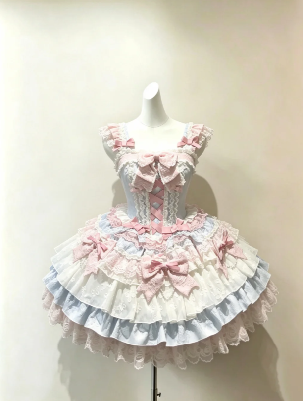 Delicate Square Neck Ruffle Straps Crisscross Ribbon Corset Tier Lace Satin Skirt A Line Short Homecoming Dress With Bows AS1222