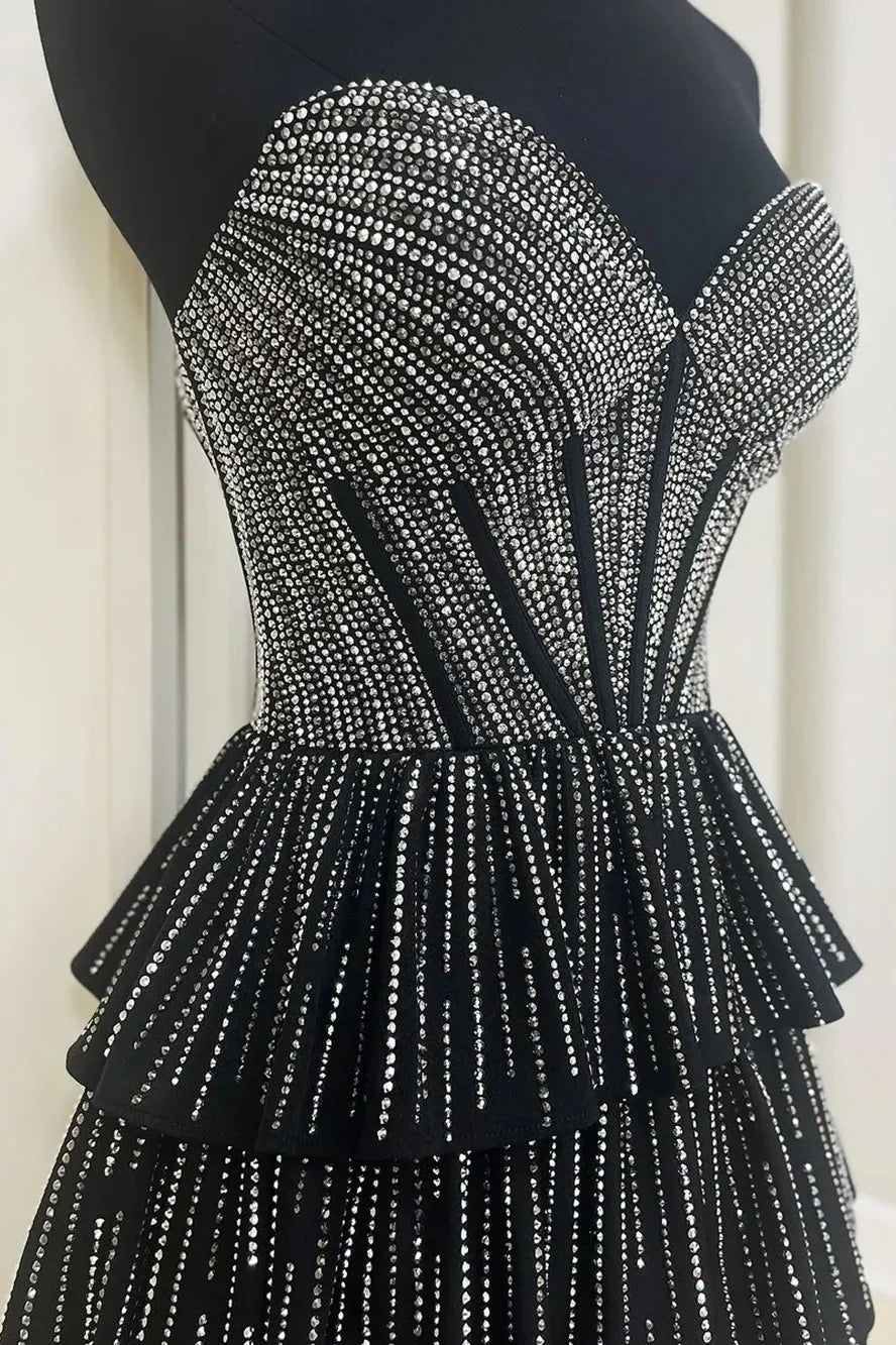 Sparkly Gorgeous Sweetheart A-Line Homecoming Dress With Short Tiered Beaded Skirt AS123