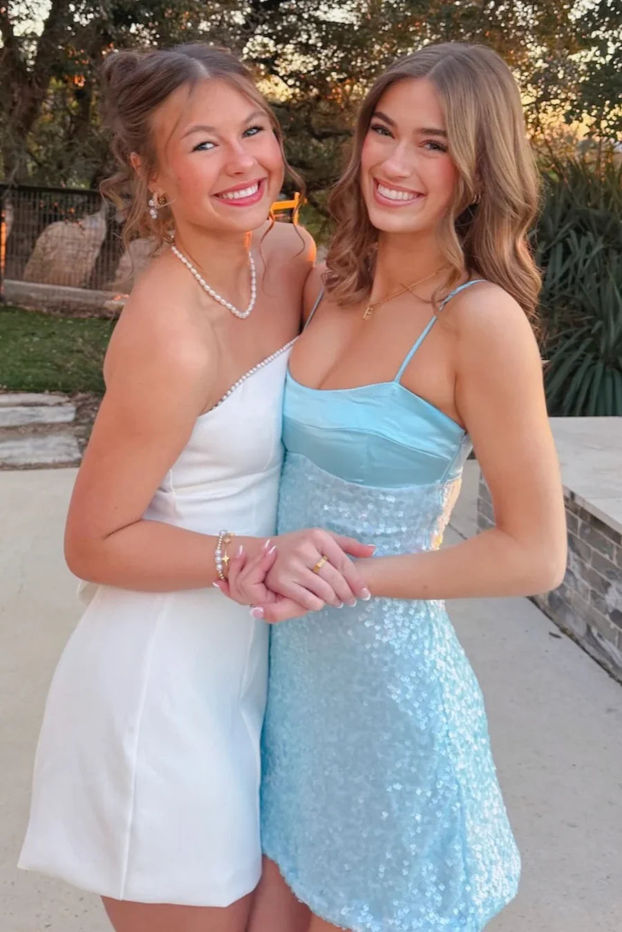 Chic Blue Spaghetti Straps Sequined Sheath Mini Homecoming Dress AS1247