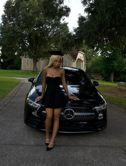 Glam Black Strapless Sweetheart Neck A-Line Mini Homecoming Dress AS1286