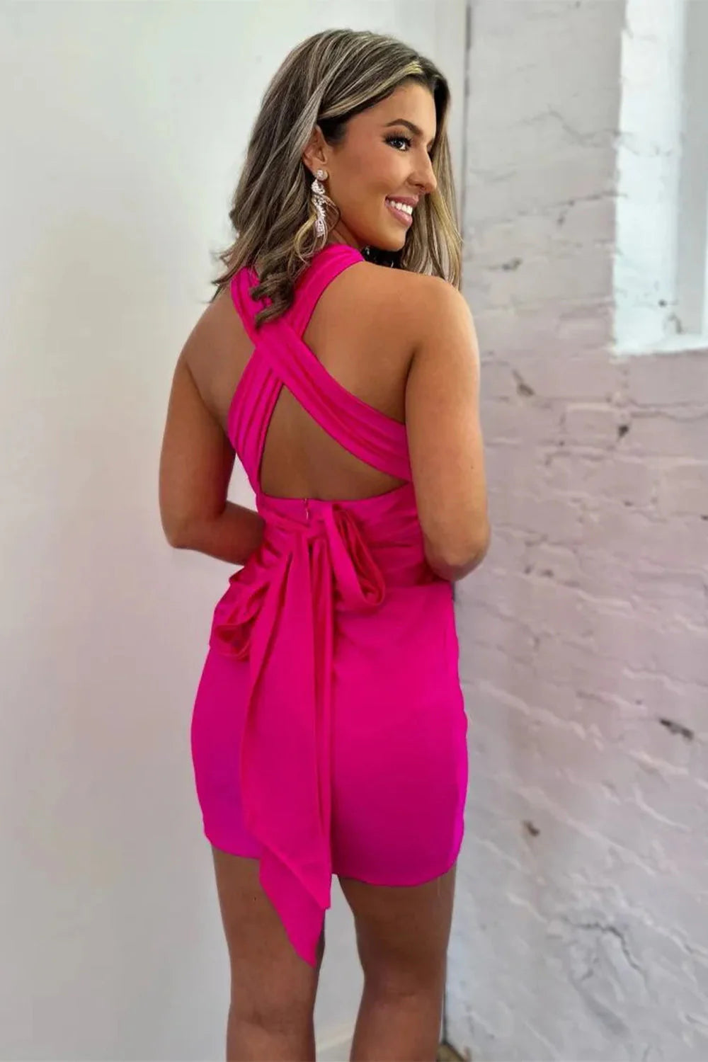 Convertible Straps Tight Homecoming Dress With Pleats And Open Back AS129