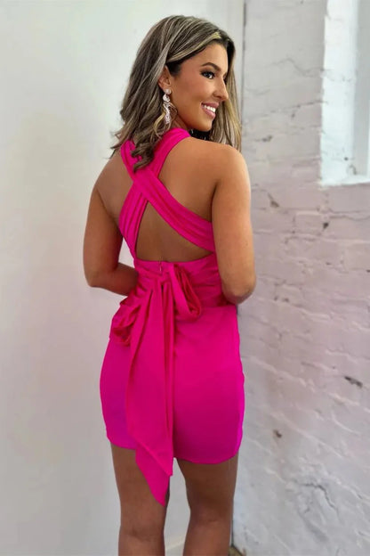 Convertible Straps Tight Homecoming Dress With Pleats And Open Back AS129
