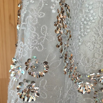 Gorgeous Silver Spaghetti Straps Sequin Rhinestone Trim Sweetheart Cutout Floral Lace Sheath Mini Homecoming Dress AS1290