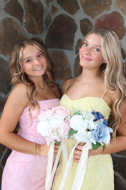 Cute Strapless Light Pink Bow Sequin Short Bodycon Homecoming Dress AS1340