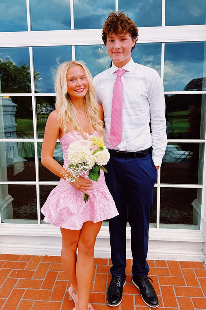Cute Sweetheart Pink Bodycon Short Ruffles Hem Homecoming Dress AS1346