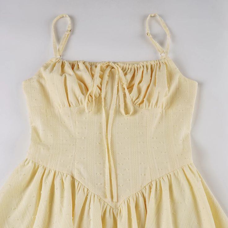 Lovely Yellow Spaghetti Straps Ruched Bust Corset White Lace Hem A Line Short Homecoming Dress AS1374