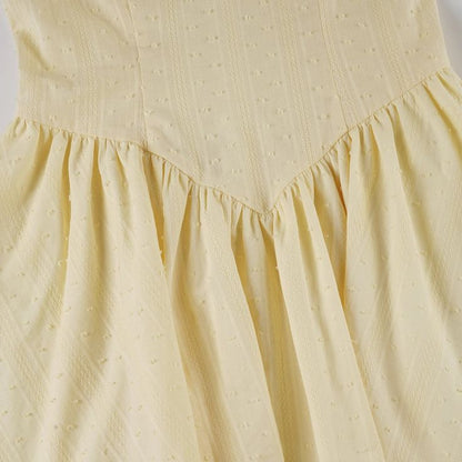 Lovely Yellow Spaghetti Straps Ruched Bust Corset White Lace Hem A Line Short Homecoming Dress AS1374